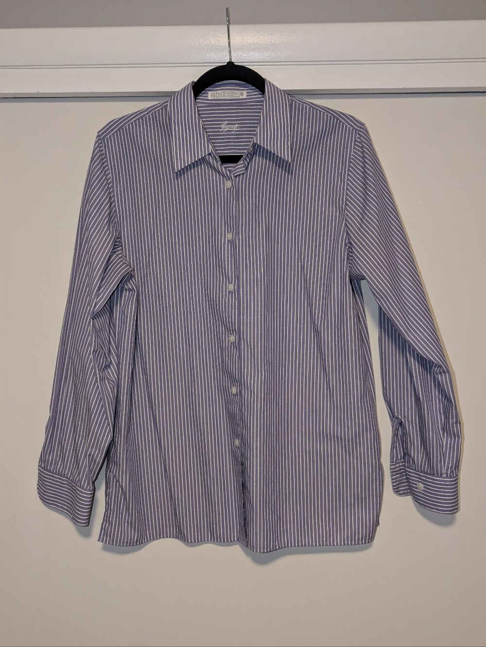 Foxcroft Purple Pinstripe Wrinkle Free Button Down Shirt